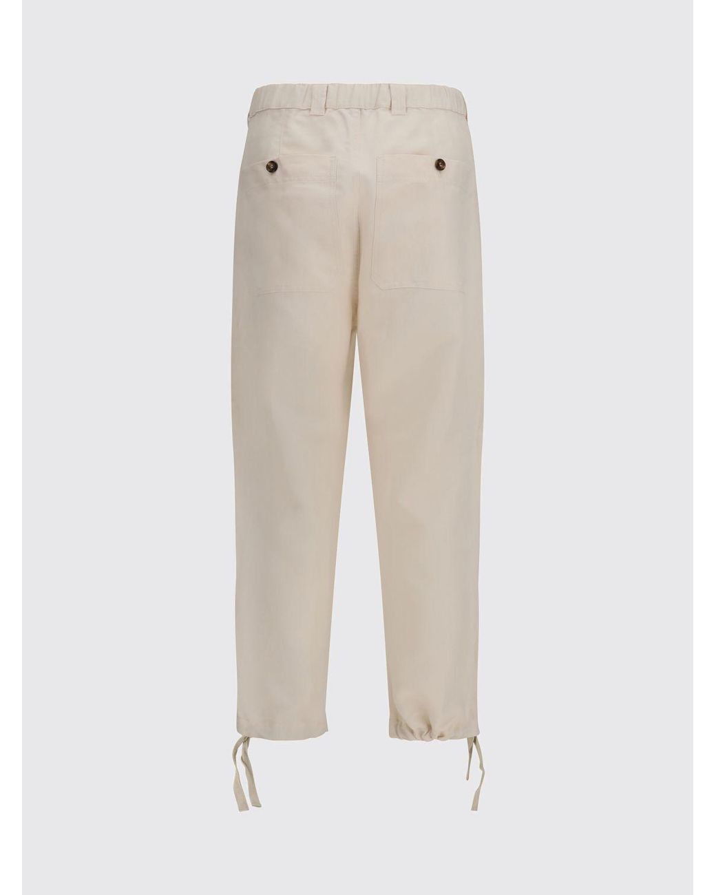Brunello Cucinelli Natural Linen And Cotton Trousers for men