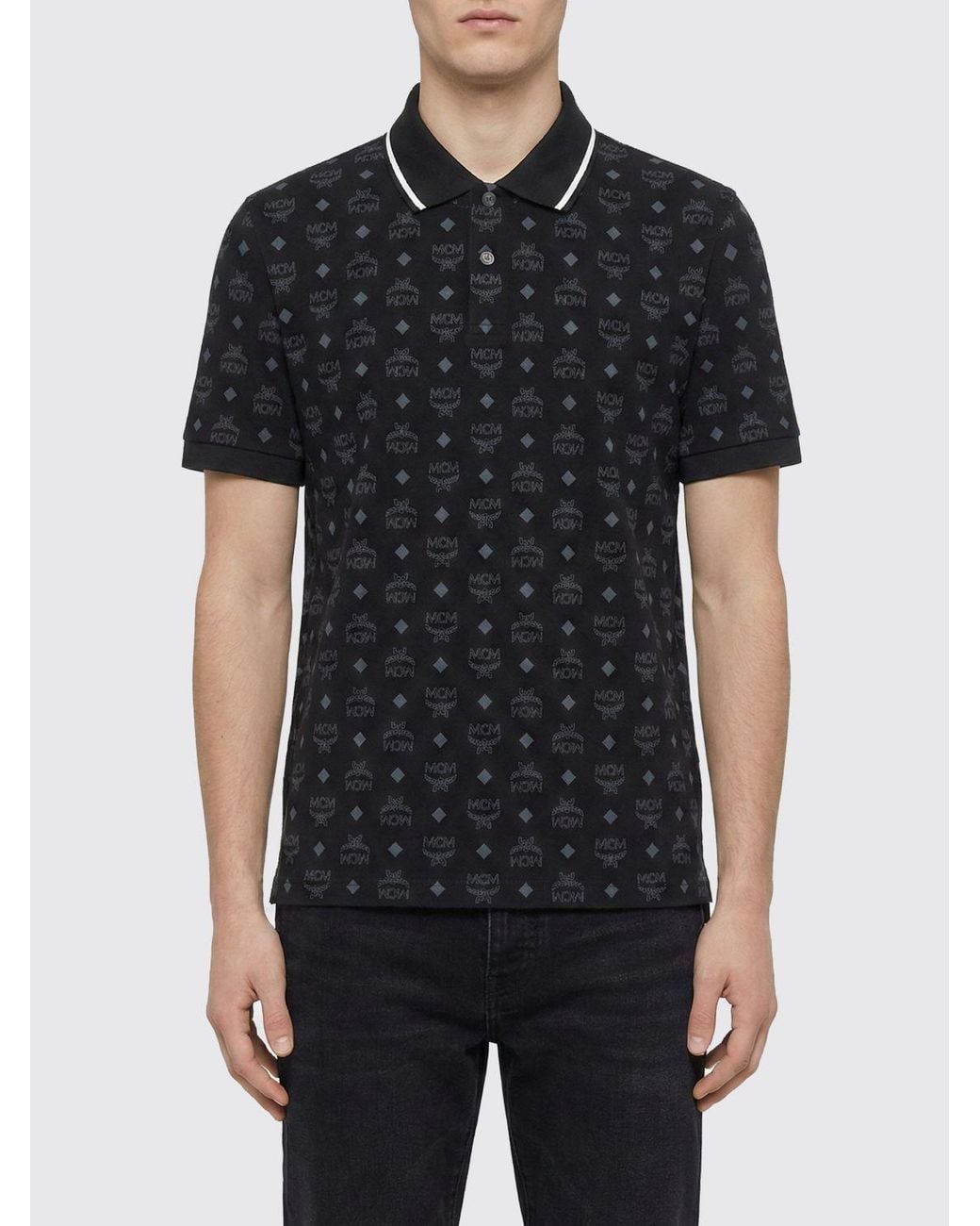 MCM Black Logo Cotton Polo for men
