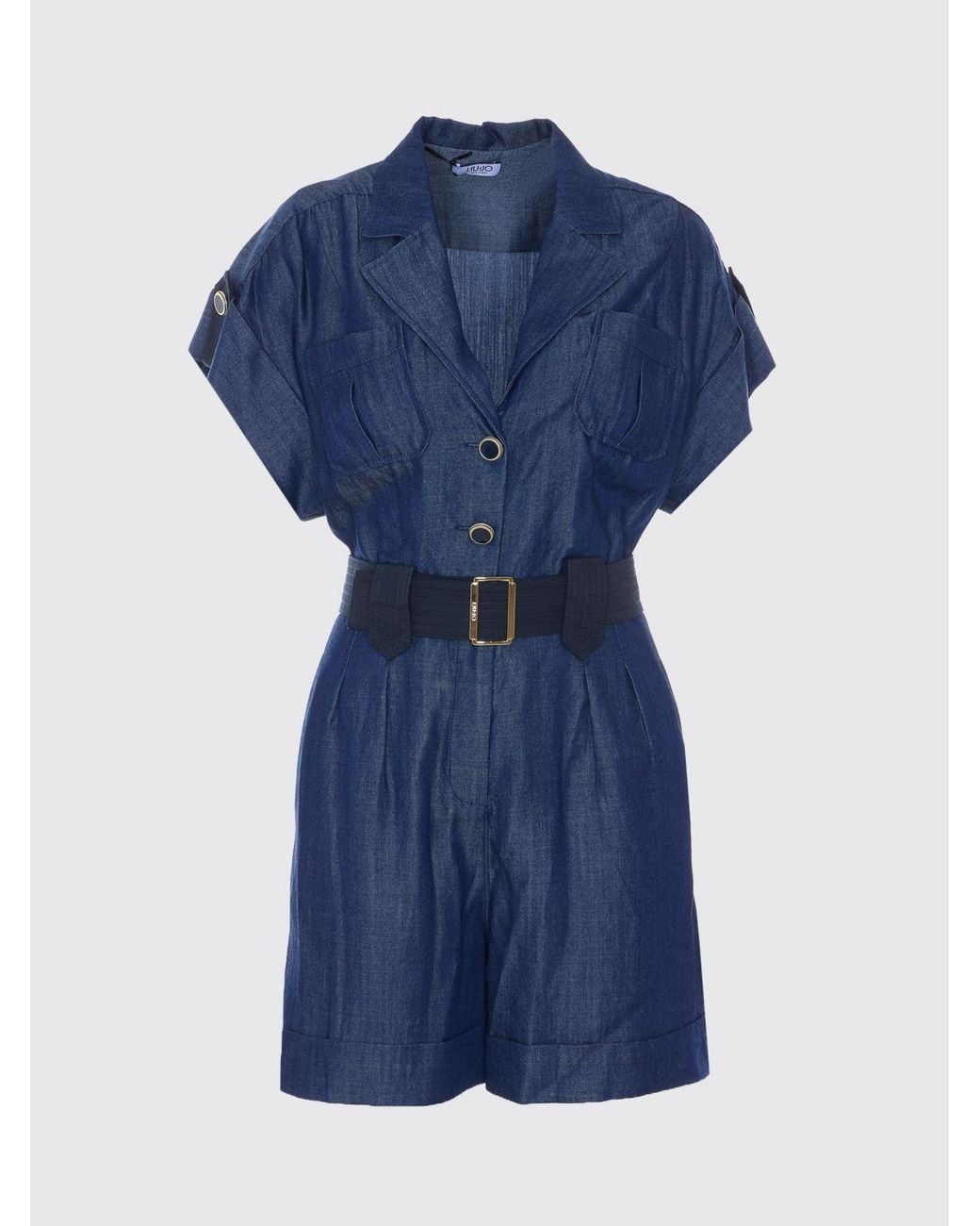 Liu Jo Blue Lyocell Jumpsuit