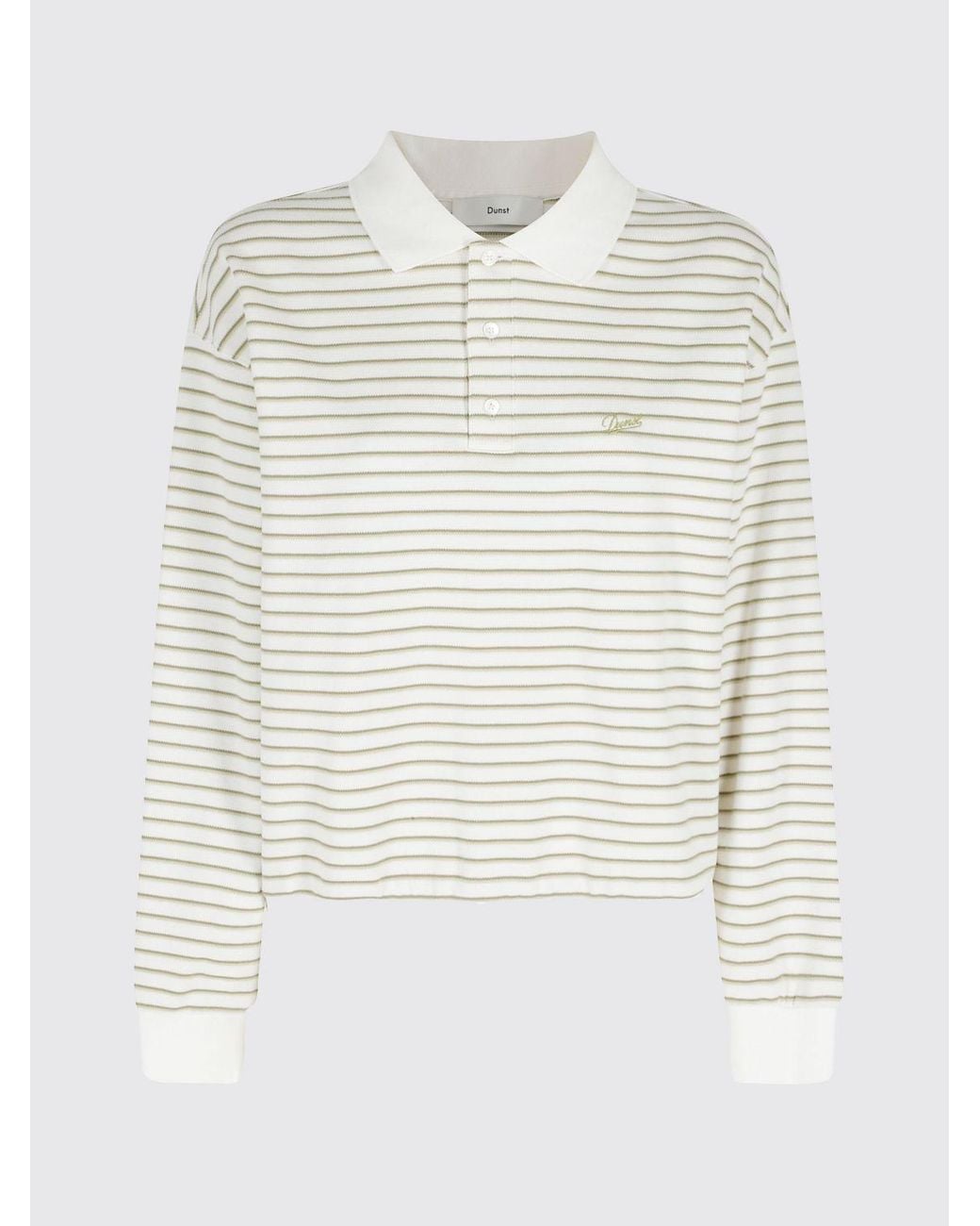 DUNST White Striped Cotton Polo Shirt