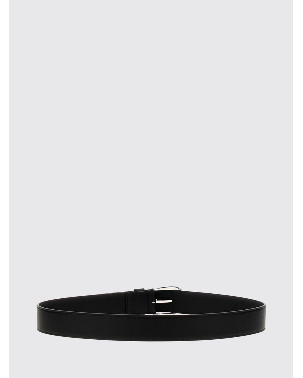 Gucci White Smooth Calfskin Leather Belt With Gg Monogram Buckle for men