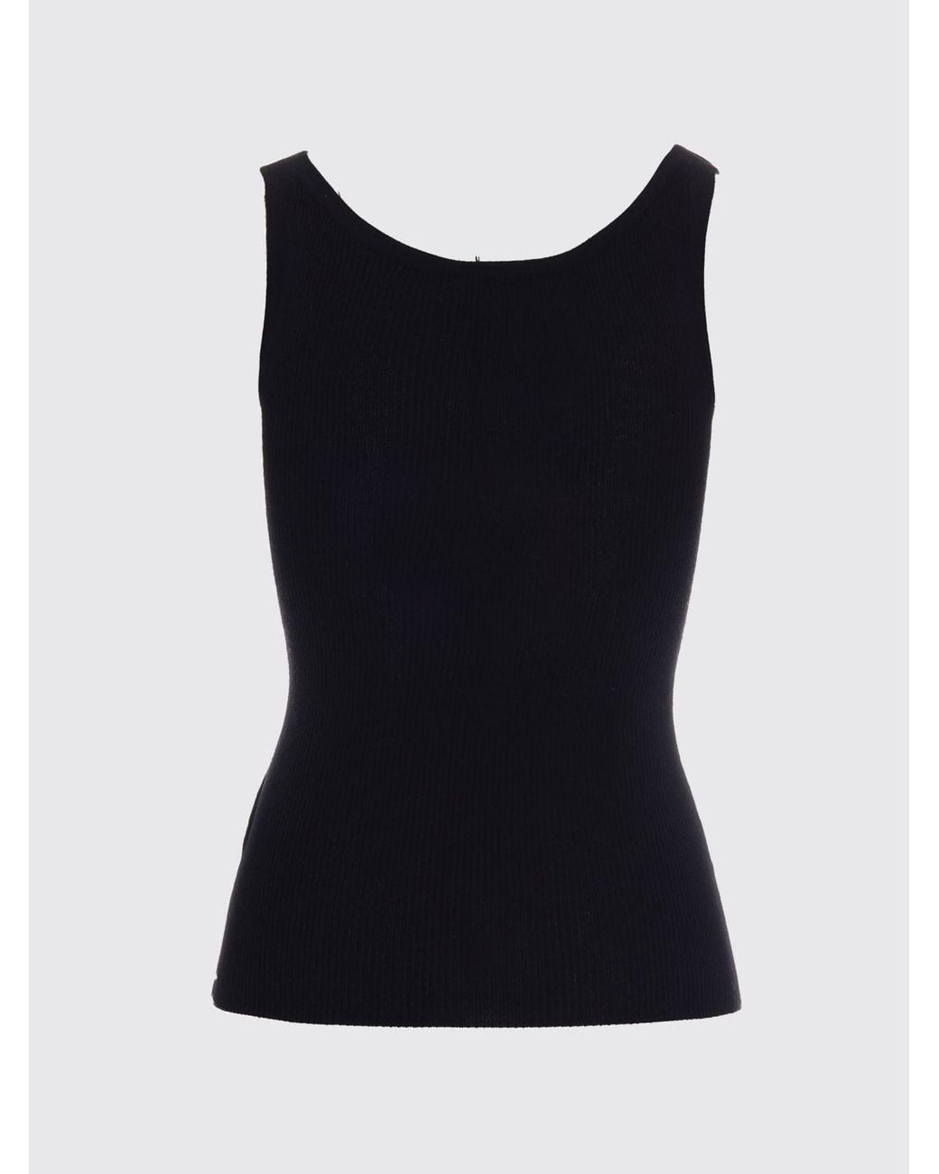 Elisabetta Franchi Black Slim Fit Wool Knit Top With Embroidered Logo