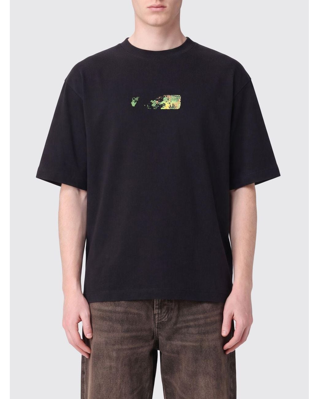 Off-White c/o Virgil Abloh Black Cotton T-Shirt With Graphic Arrow Logo Print On The Back for men
