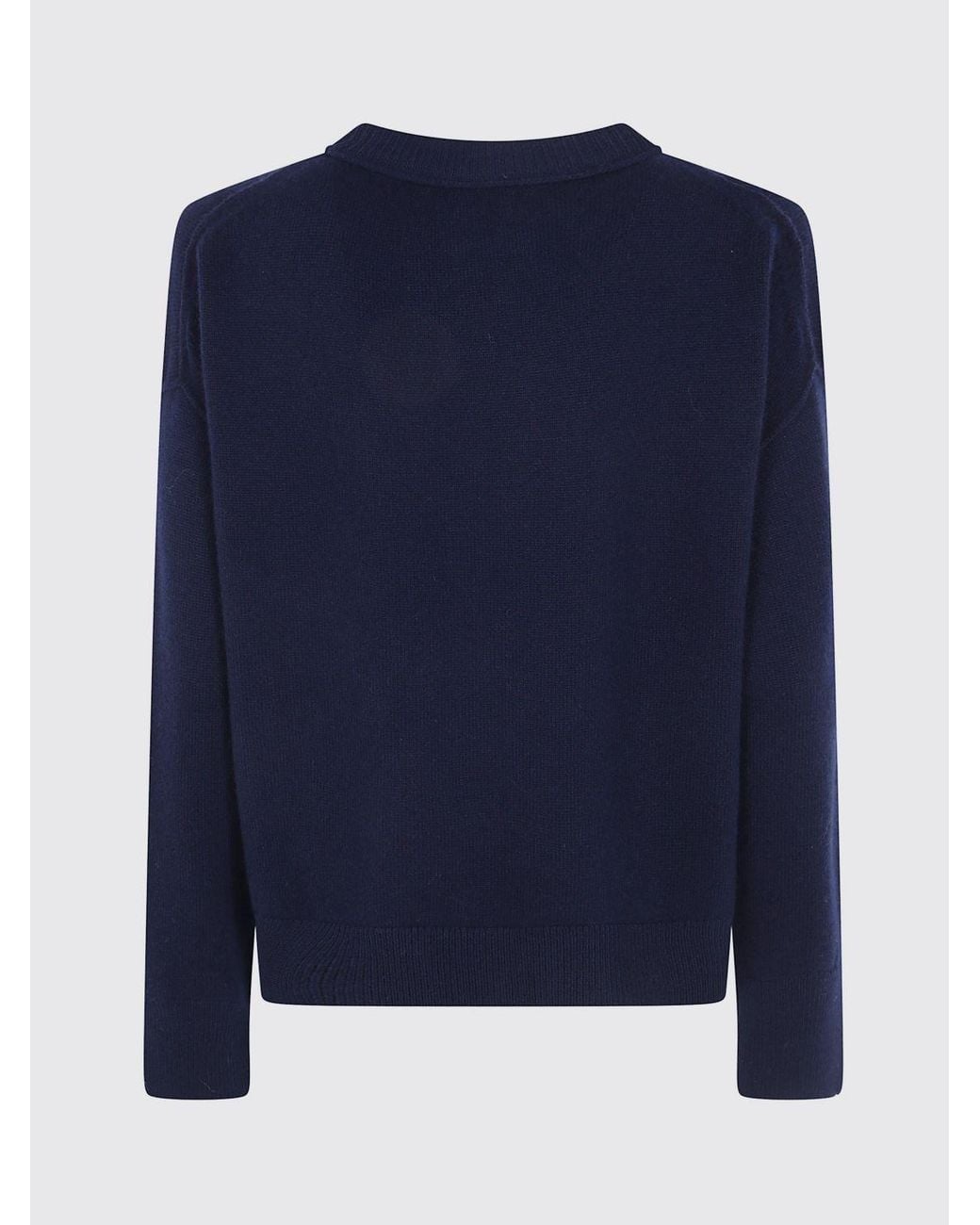 Mrz Blue Dropped Shoulder Virgin Wool And Cashmere Crewneck Jumper