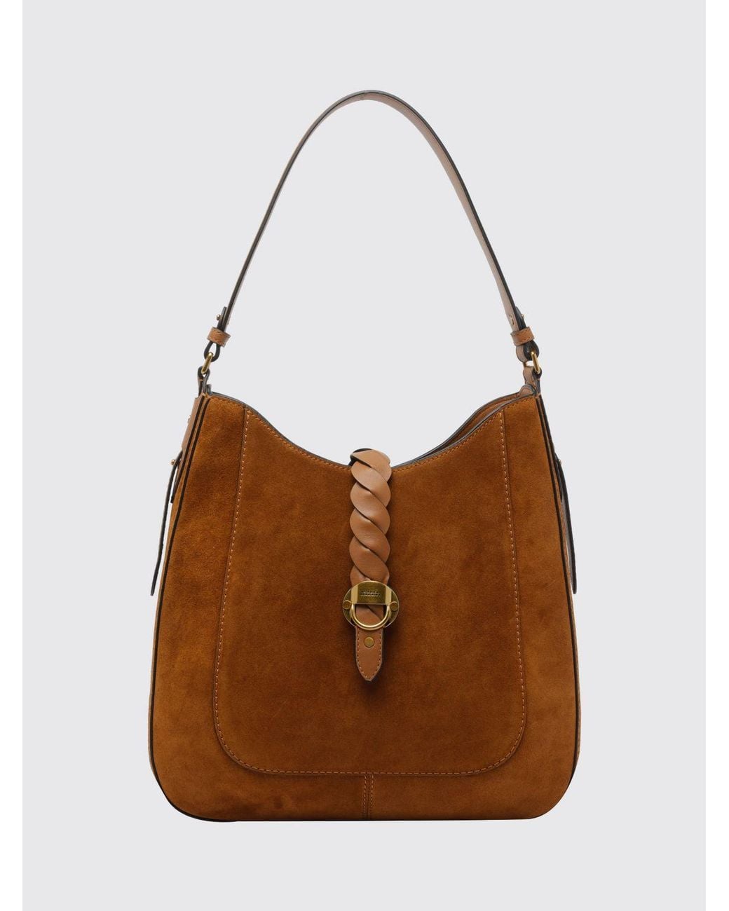 Isabel Marant Brown Altay Suede Calf Leather Flared Shoulder Bag