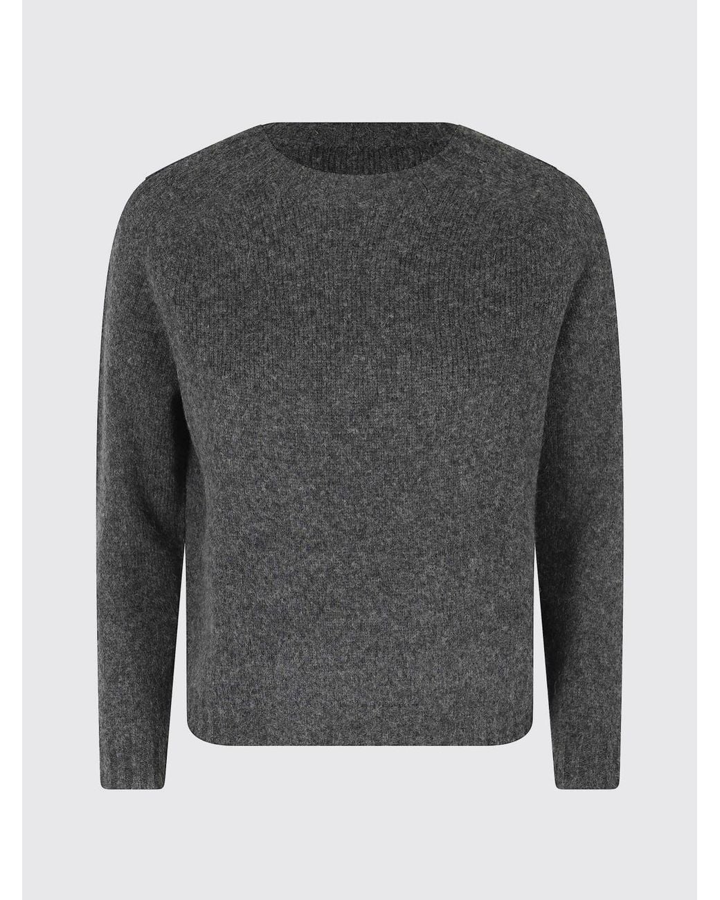Roberto Collina Gray Merino Wool And Baby Camel Crew Neck Jumper