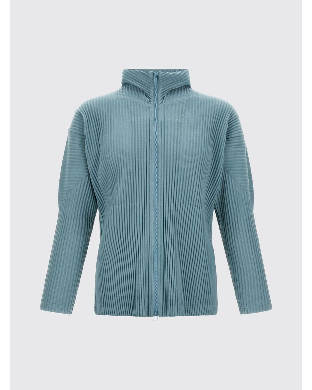Homme Plissé Issey Miyake Blue Homme Plissé Issey Miyake Pleated Cardigan With Turtleneck And Zip for men