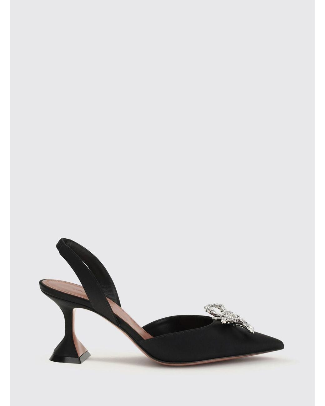 AMINA MUADDI Black Rosie Satin Slingbacks With Jewel Buckle