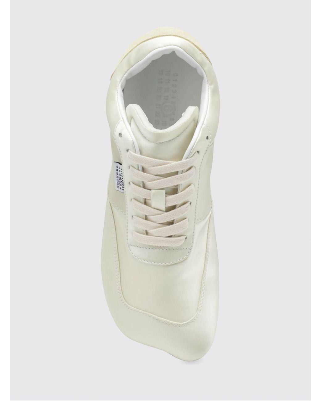 MM6 by Maison Margiela White Anatomic Tabi Satin And Suede Sneakers
