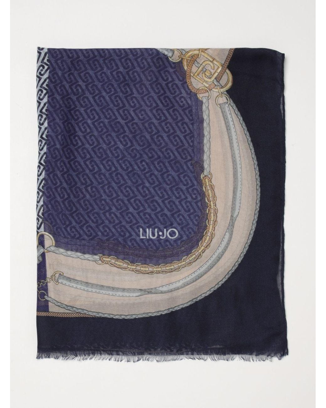 Liu Jo Blue Polyester Scarf With All-Over Lj Monogram