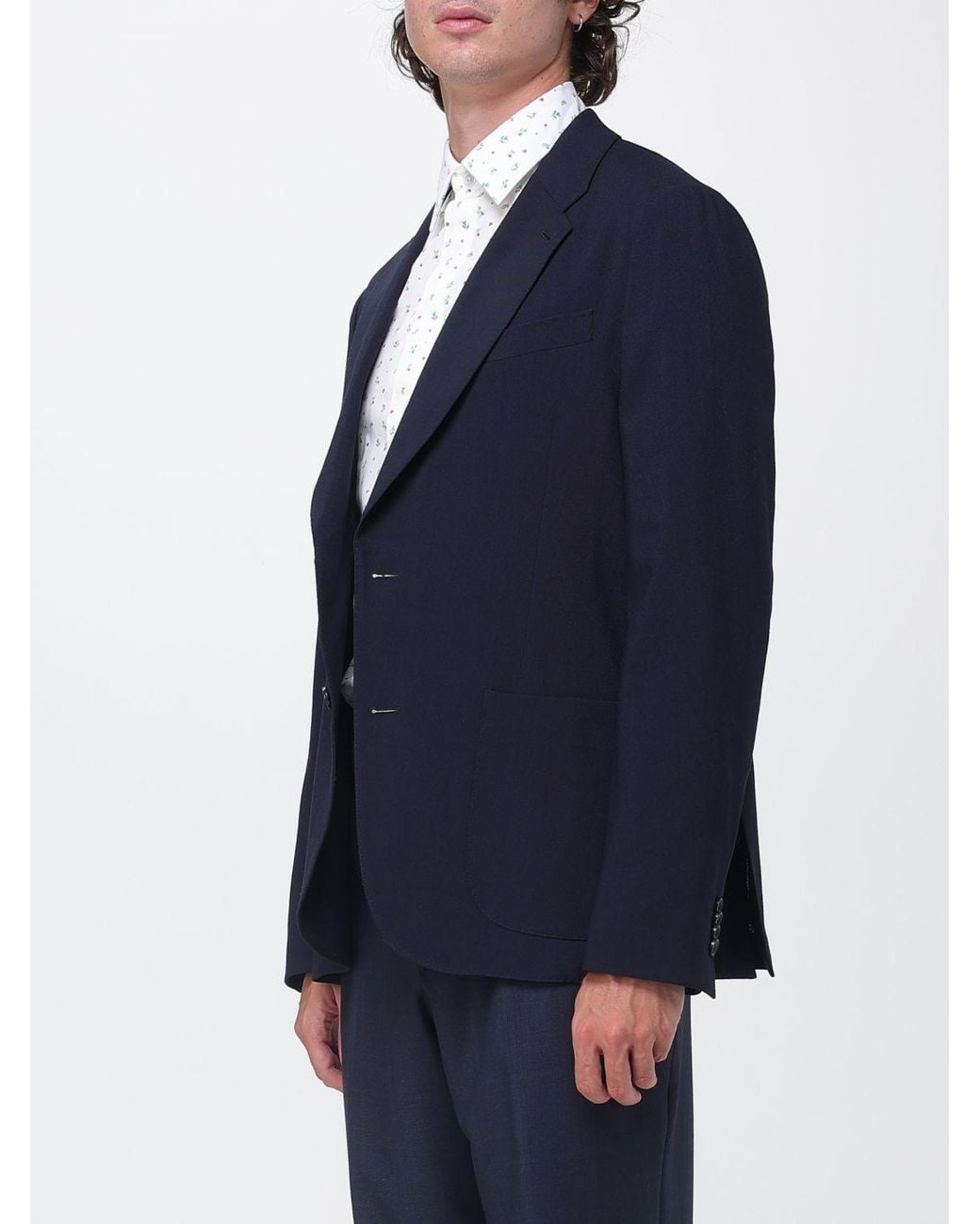 Paul Smith Blue Single-Breasted Wool Blazer With Patch Pockets for men
