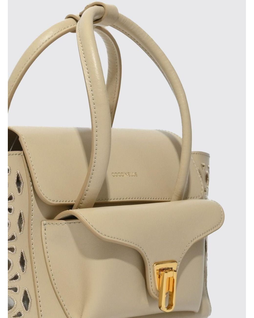 Coccinelle Natural Beat Double Leather Bag With Perforated Details