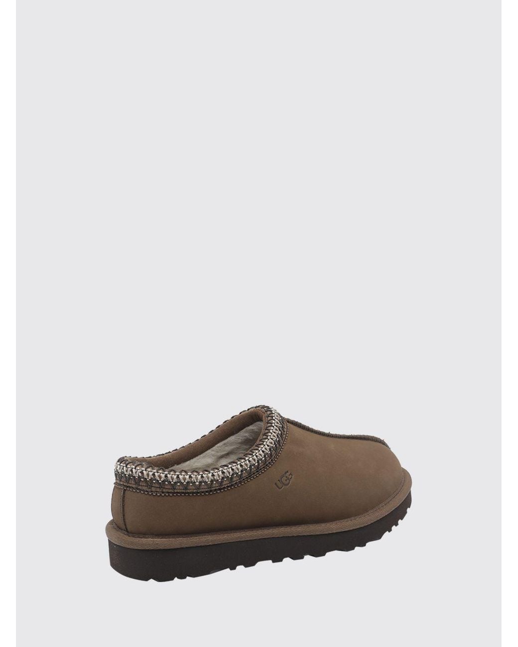Ugg Brown Suede Tasman Mules With Wool Lining And Signature Contrast Stitching