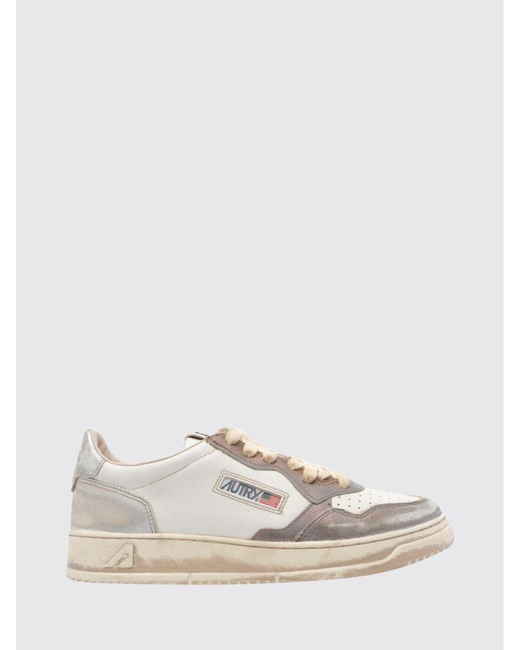 Autry Natural Medalist Low Super Vintage Calfskin Sneakers With Worn Effect for men