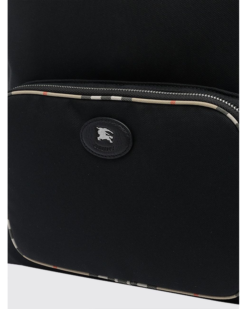 Burberry Black Polyester Backpack With Equestrian Knight Design Logo for men