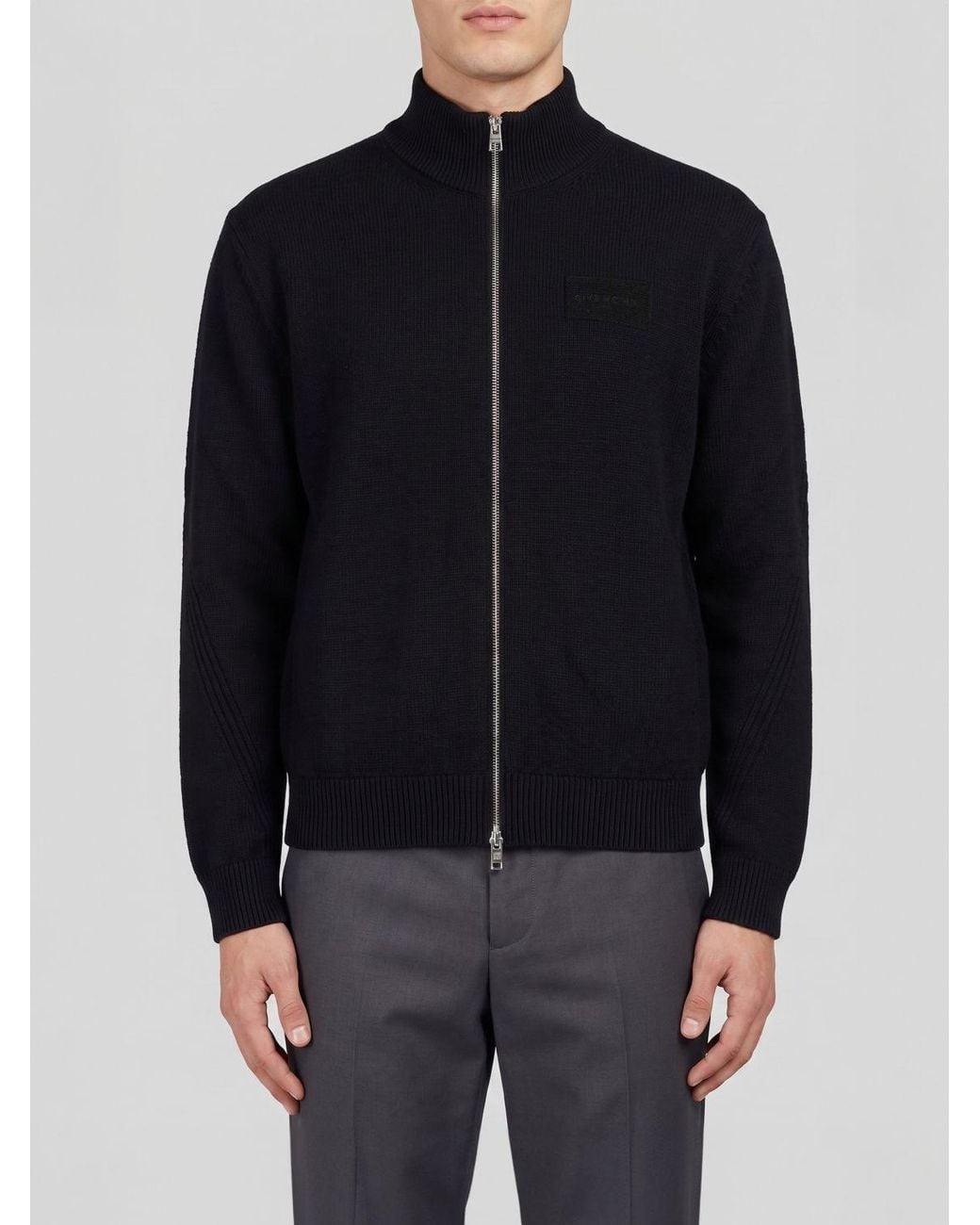Givenchy Blue Zip-Up Turtleneck Cardigan for men