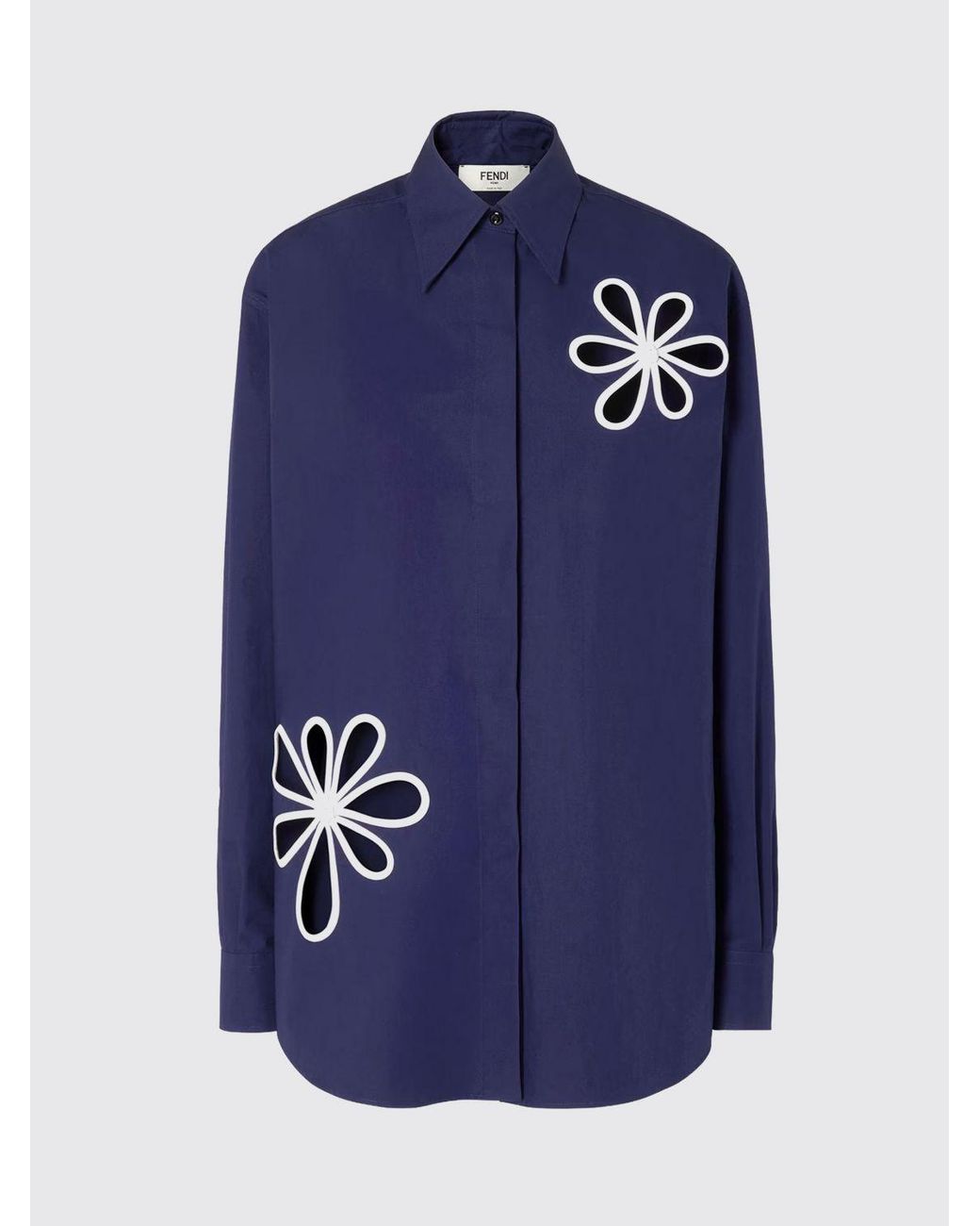 Fendi Blue Cotton Blend Shirt