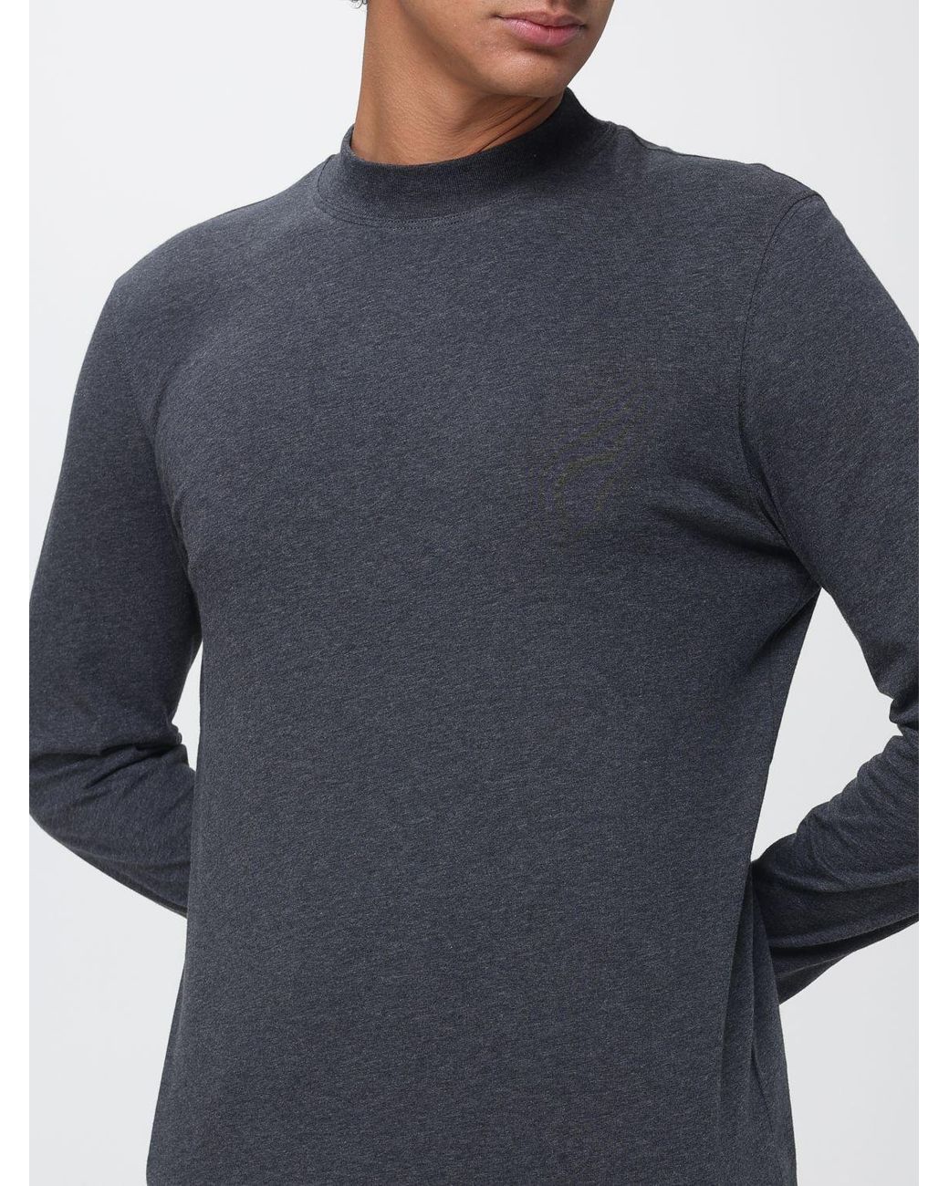 Brunello Cucinelli Blue Slim Fit Long-Sleeved Cotton T-Shirt for men