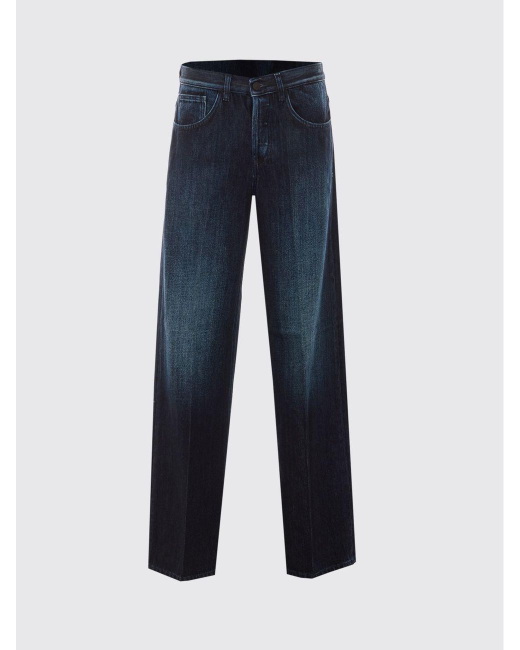 Vaqueros Anchos Jacklin De De Talle Medio En Denim De Algodón Dondup de color Blue