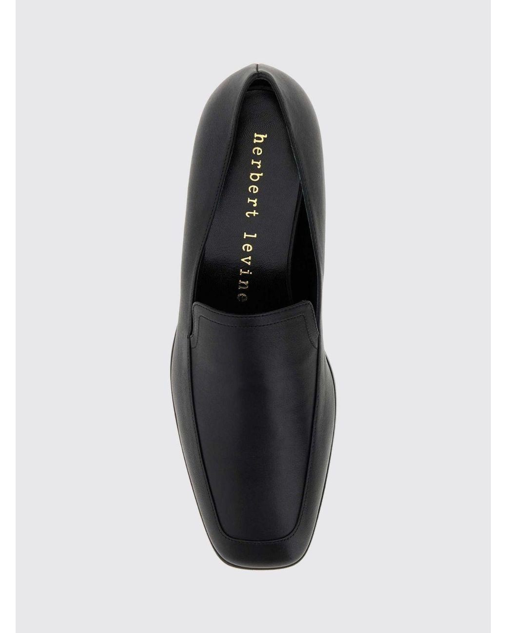 Herbert Levine Black Smooth Calfskin Loafers With Tapered Toe And Low Block Heel