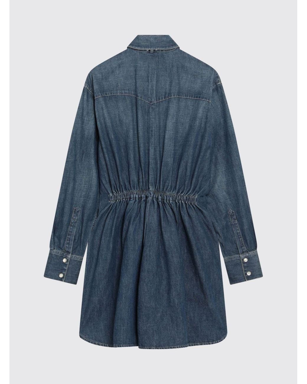 Valentino Garavani Blue Denim Tie-Neck Mini Chemisier Dress