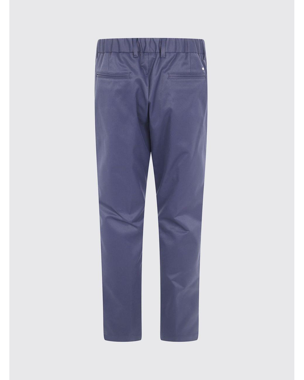 Herno Blue Slim Fit Cotton Trousers With Drawstring Waist And Belt Loops for men