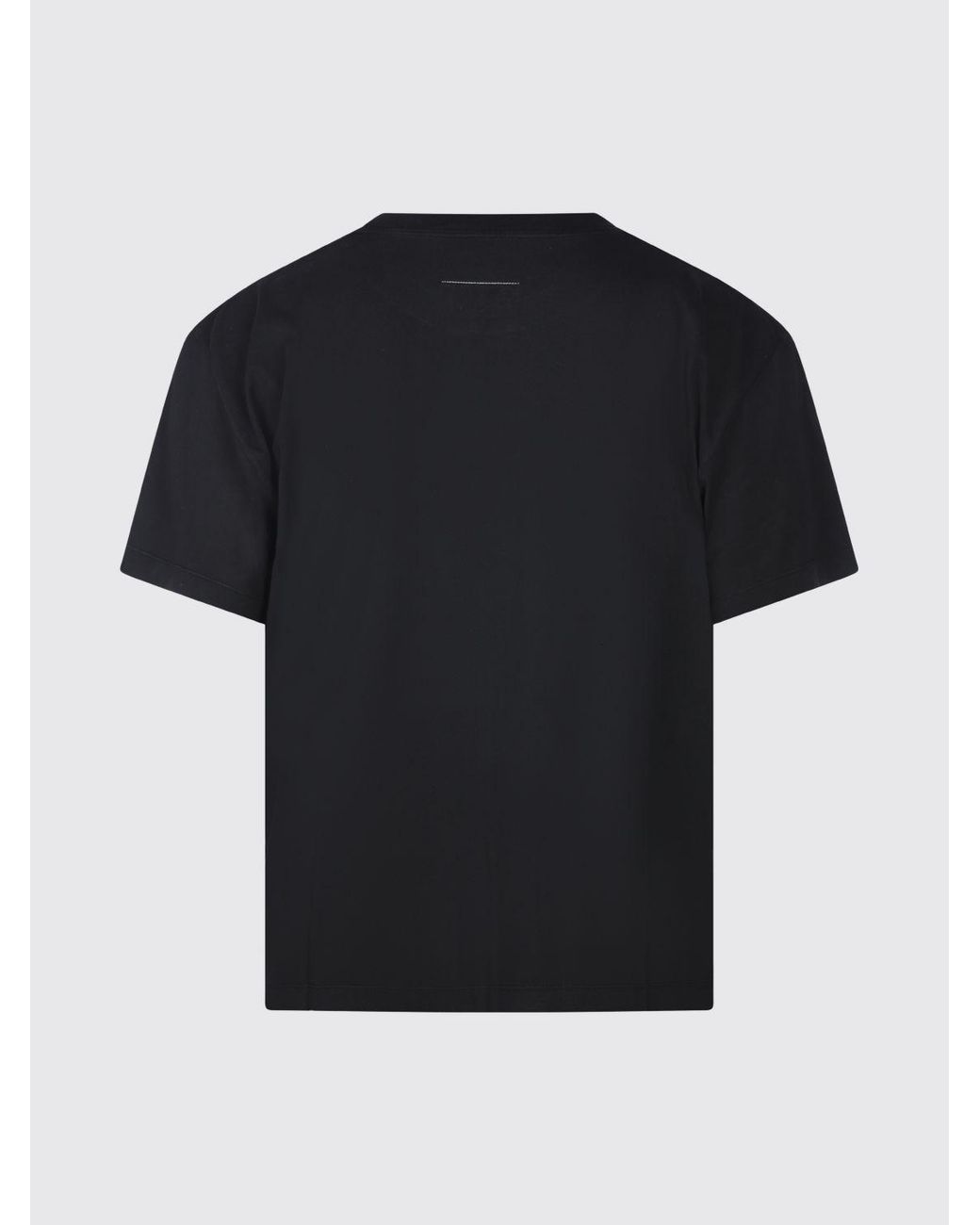 MM6 by Maison Margiela Black Cotton T-Shirt With Contrast Logo And Dropped Shoulders for men
