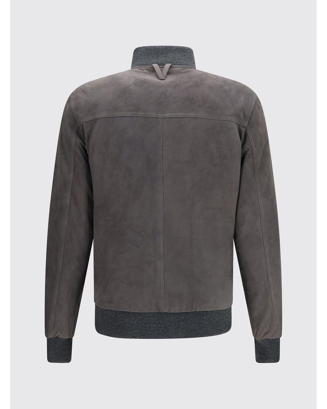Valstar Gray Suede Bomber Jacket With Funnel Neck And Patch Pockets for men