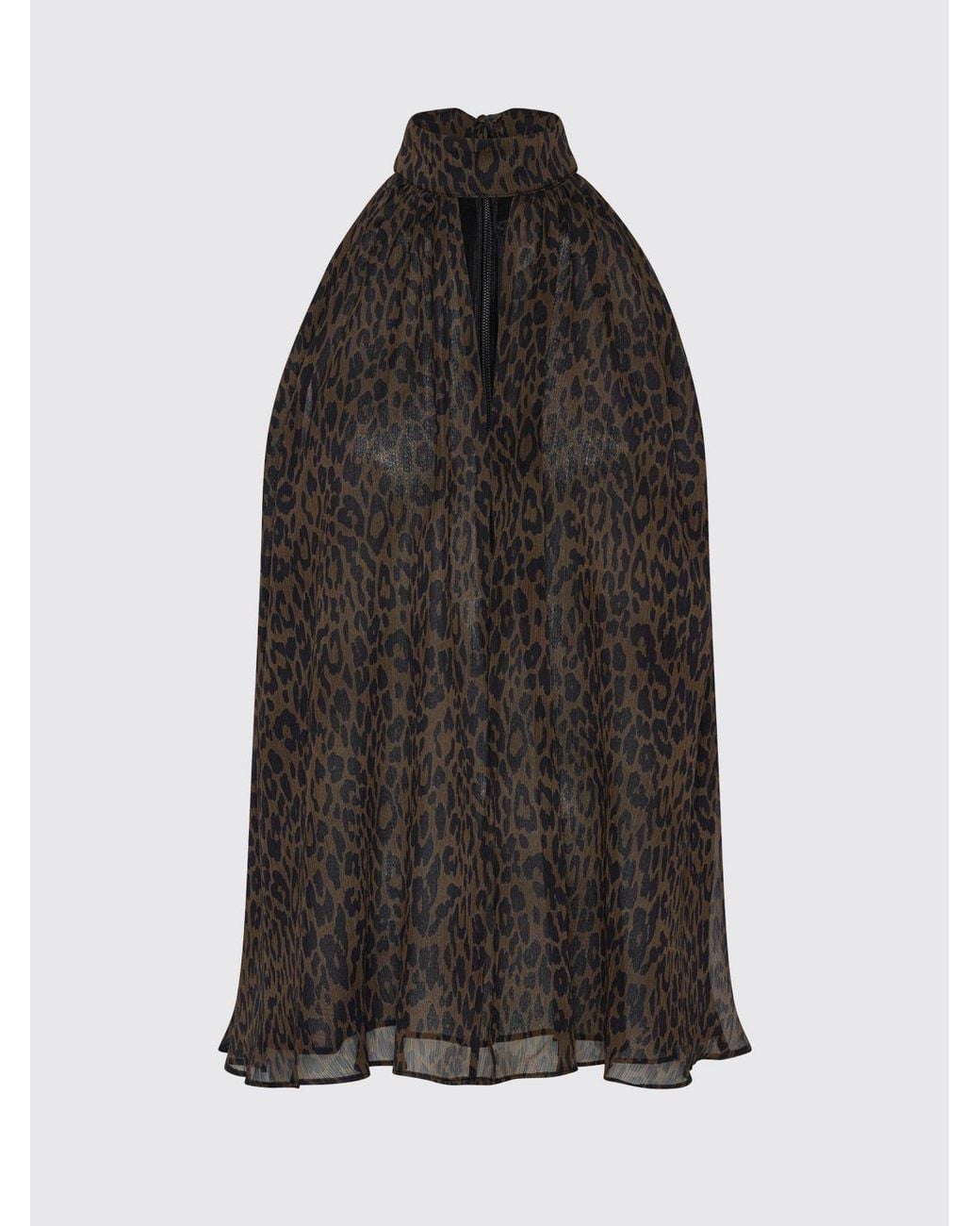 ROTATE BIRGER CHRISTENSEN Black Animal Print Recycled Crêpe Halter Top