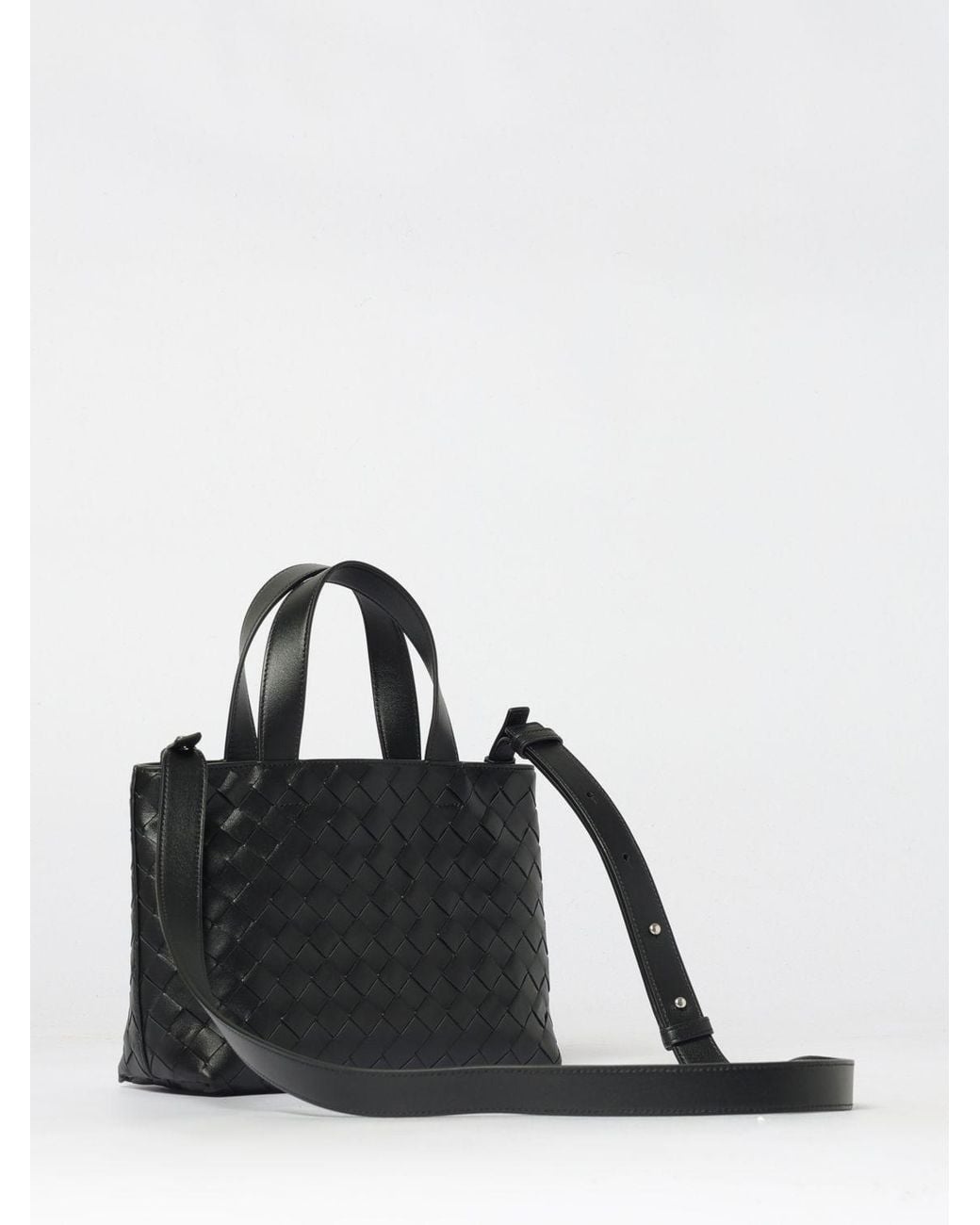 Bottega Veneta Black Mini Woven Leather Tote Bag for men