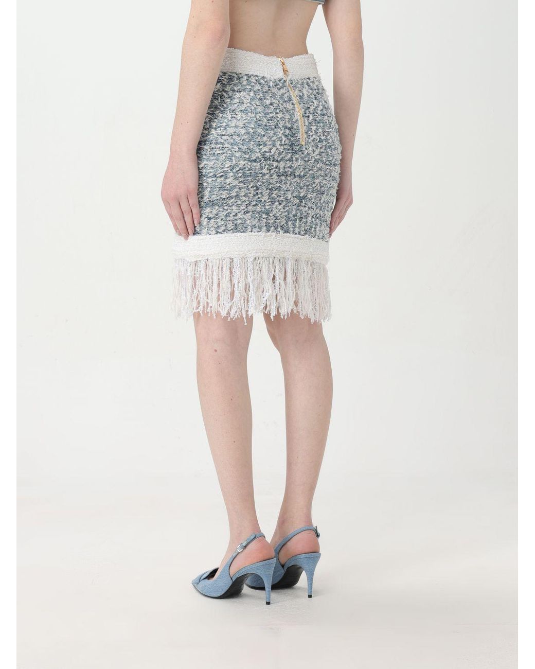 Balmain Blue Paris Mini Skirt
