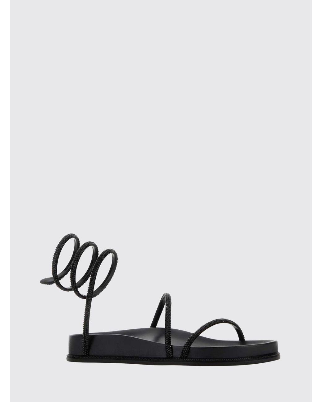 Rene Caovilla White Crystal-Embellished Satin Mules With Snake Strap