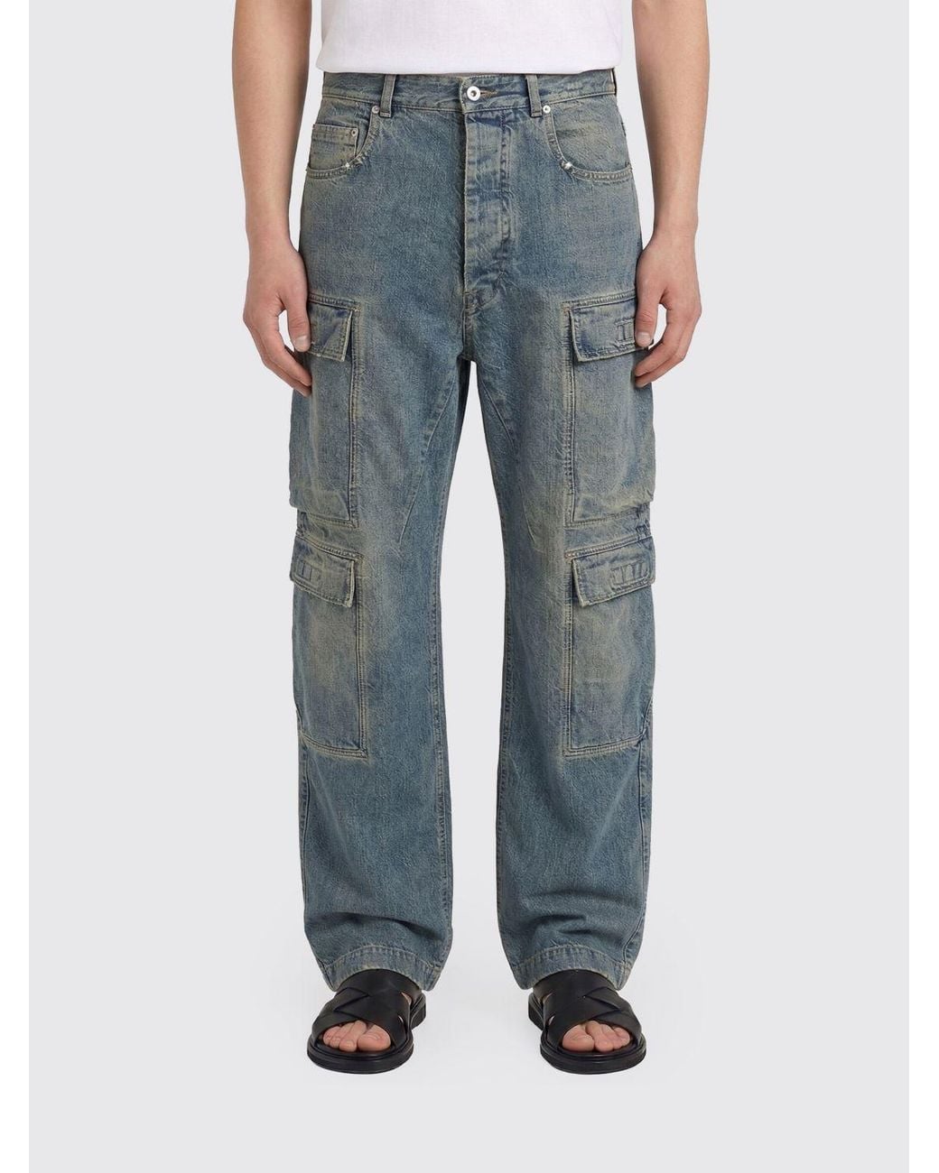 Rick Owens Blue Denim Cargo Jeans for men