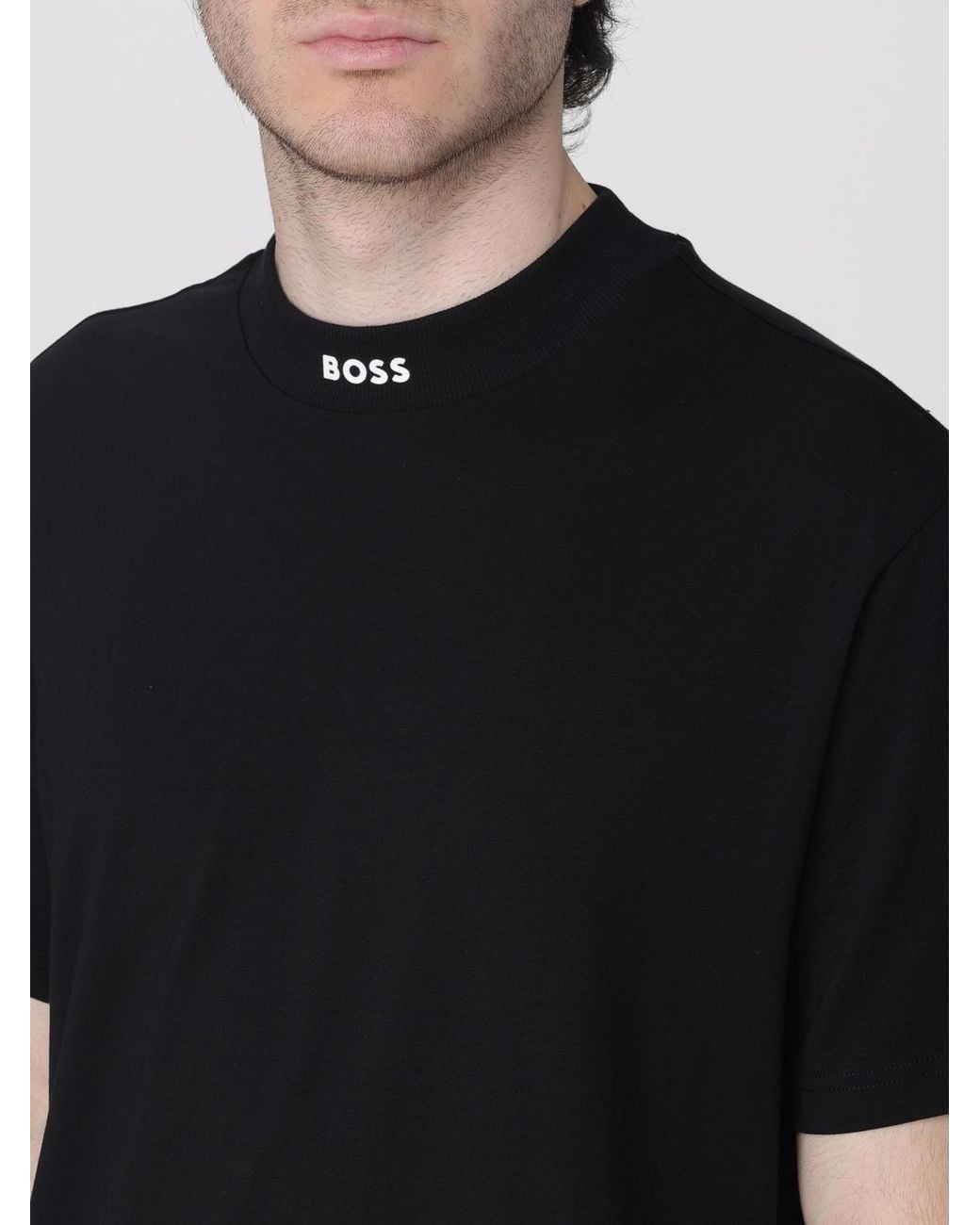 Boss Black Basic Cotton T-Shirt With Mini Logo for men