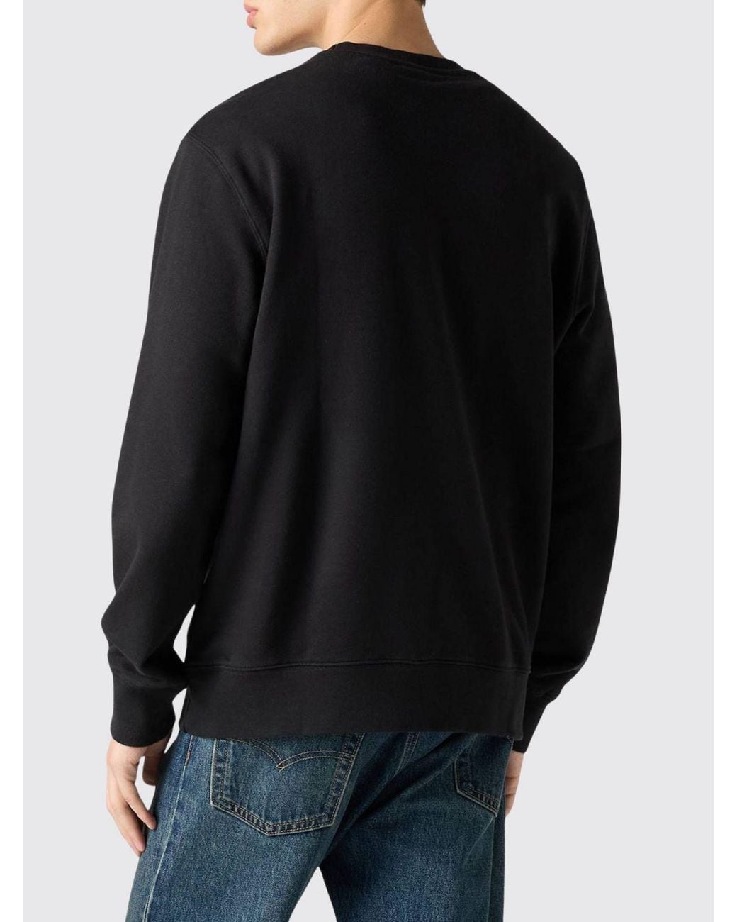 Levi's Black Pure Cotton Crewneck Sweatshirt With Dropped Shoulders And Tonal Logo for men