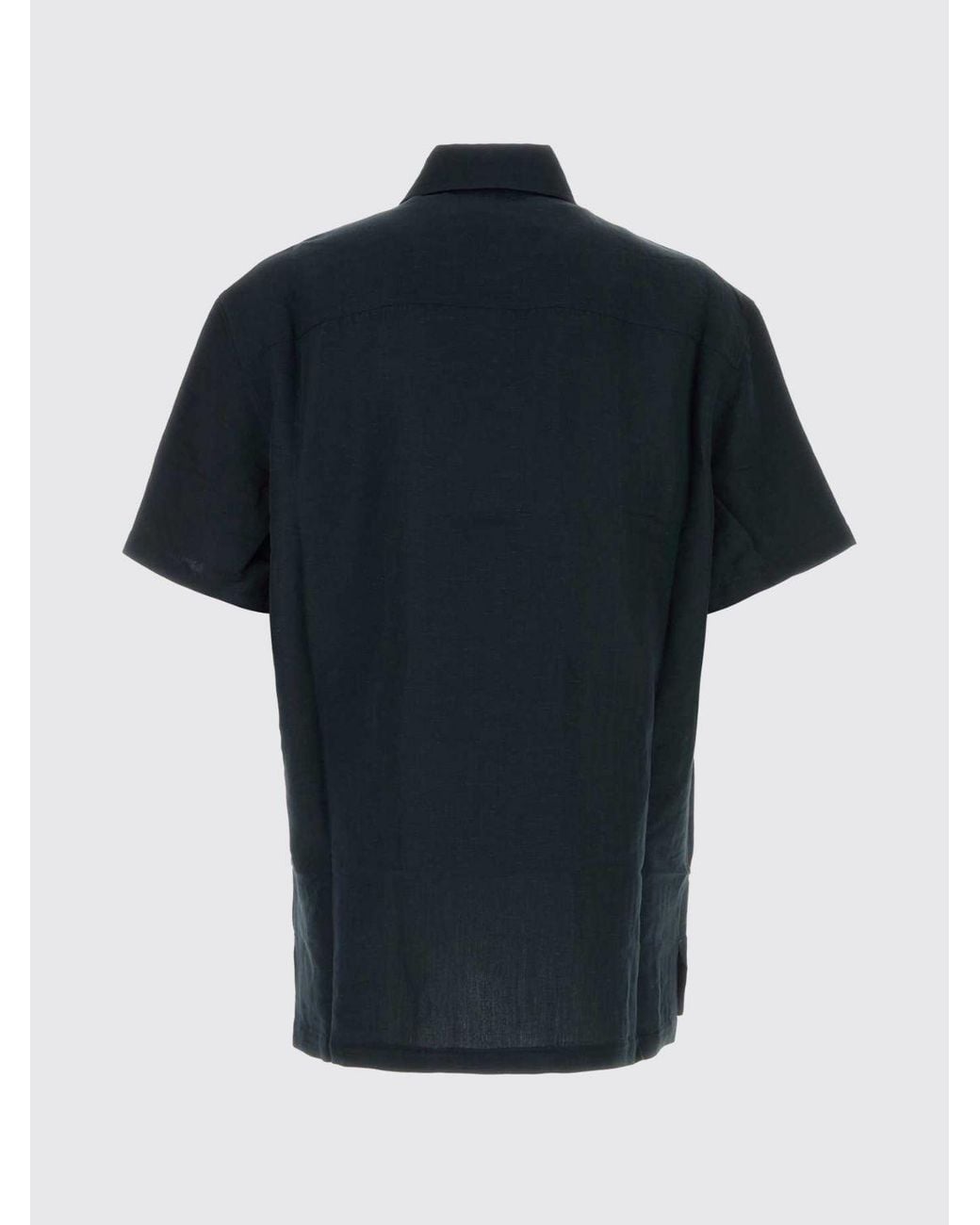 Casablanca Blue Short-Sleeve Embroidered Cotton Shirt With Dropped Shoulders for men