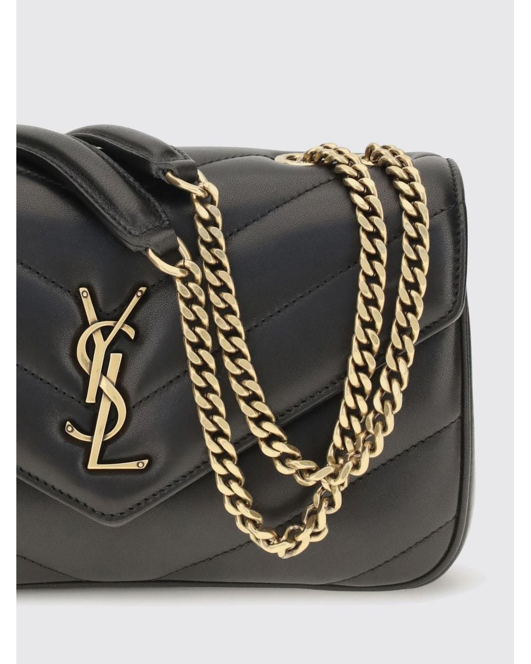 Saint Laurent Black Loulou Matelassé Leather Shoulder Bag With Chevron Quilting