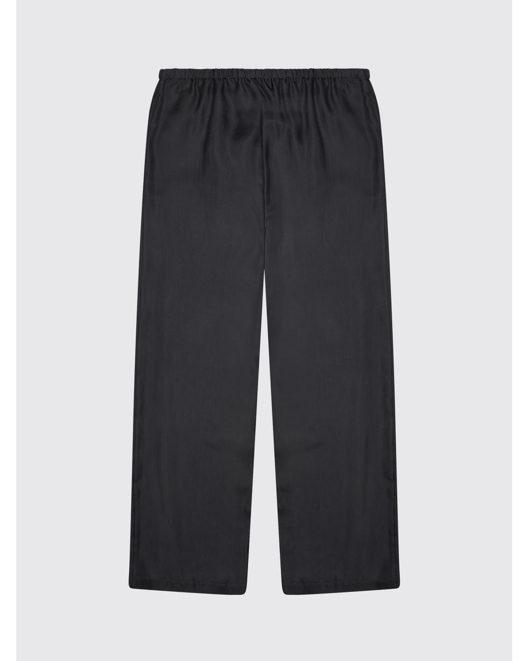 Alysi Black Straight Silk Trousers With Drawstring Waist