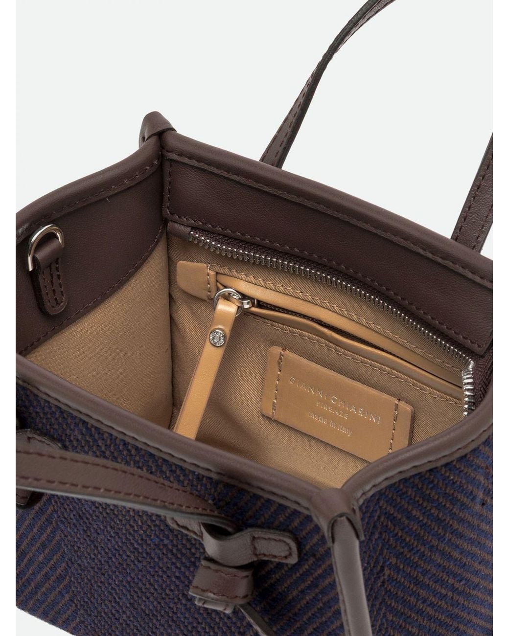Gianni Chiarini Blue Miss Marcella Mini Chevron Cotton Bag With Shoulder Strap