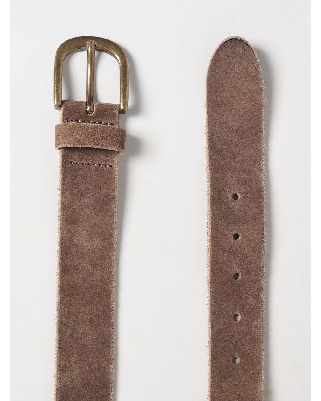 Sebago Brown Adjustable Suede Leather Belt With Pin Buckle for men