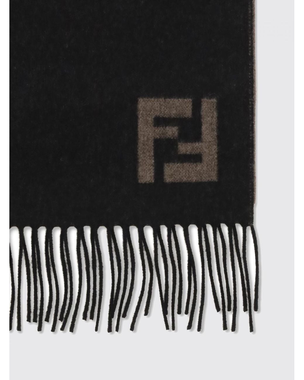 Fendi Black Ff Double-Face Wool Scarf for men
