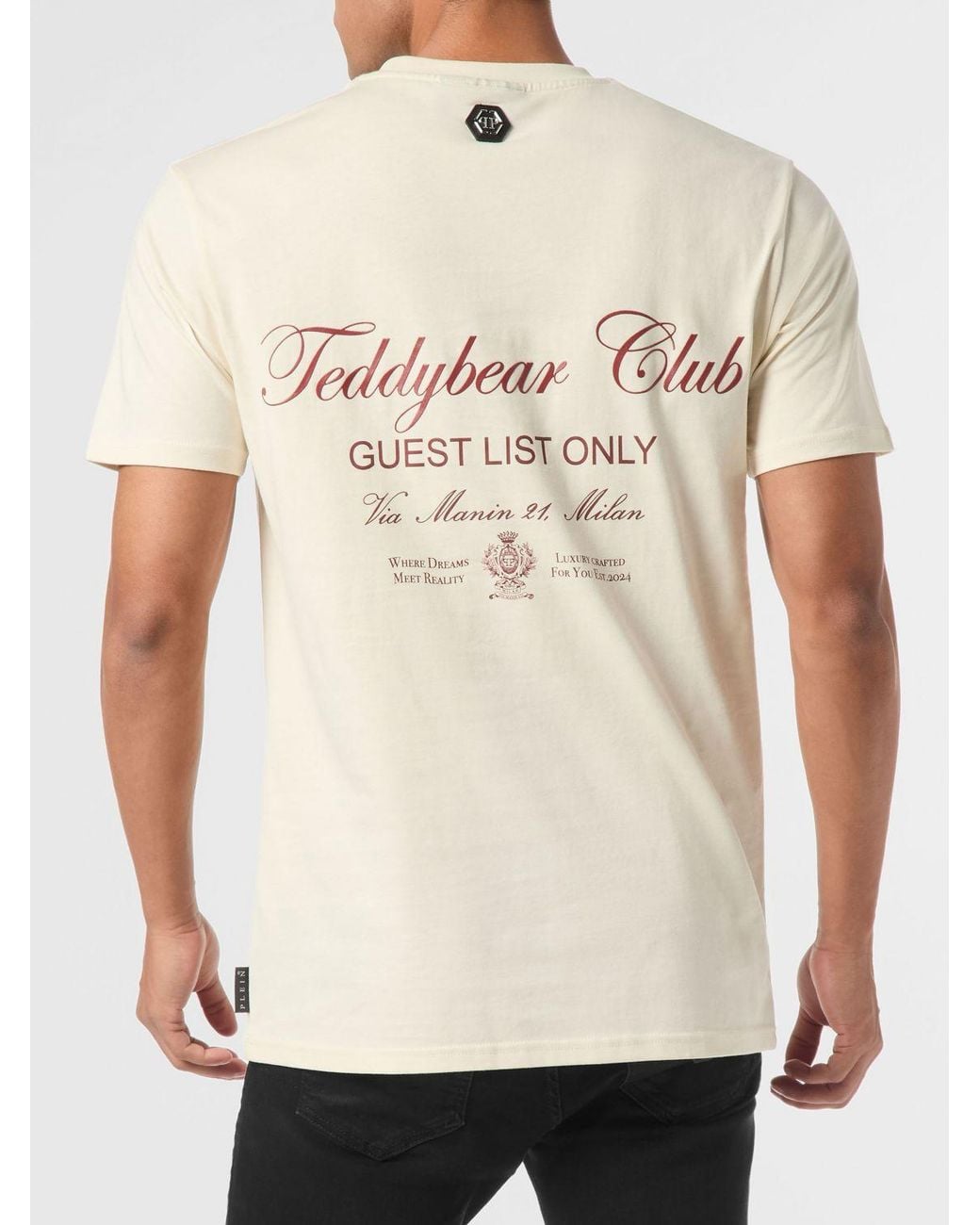 Philipp Plein Natural Cotton T-Shirt With Teddy Bear Print And Rear Logo for men