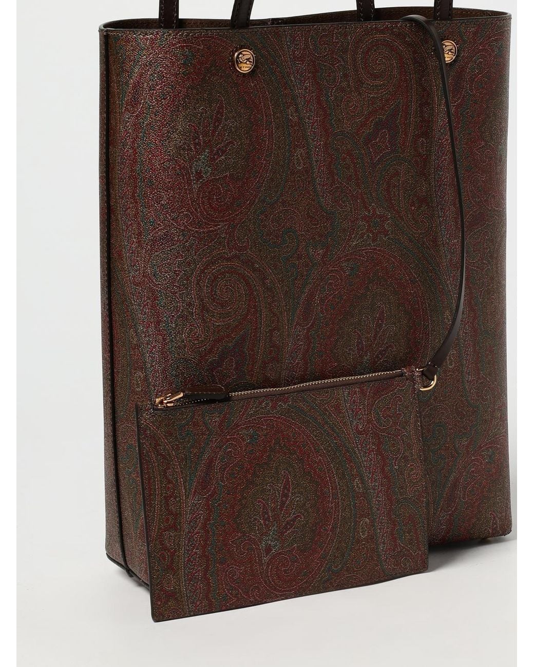 Etro Brown Essential Paisley Print Coated Cotton And Leather Bag for men