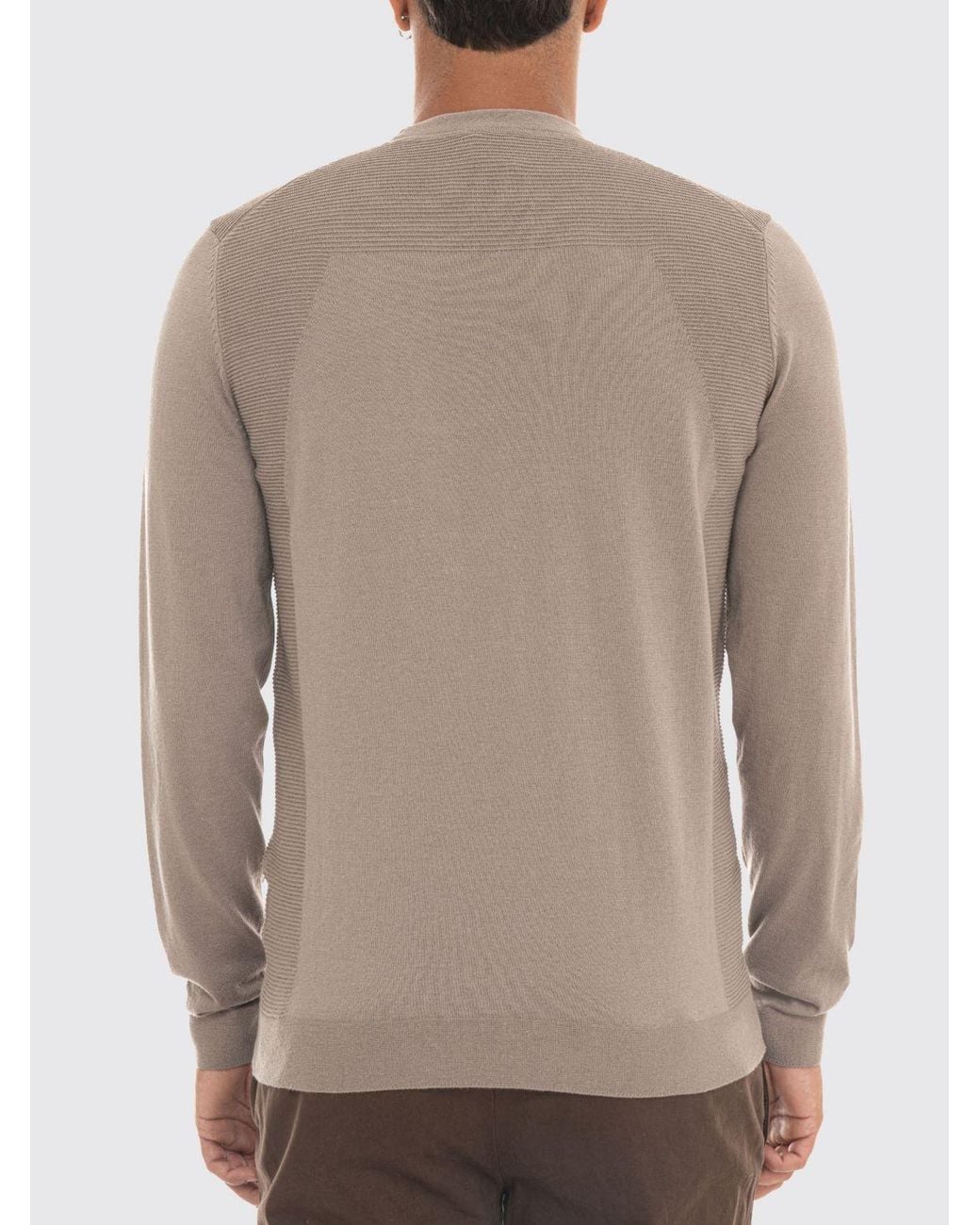 Boss Gray Cotton Blend Crew Neck Jumper With Long Sleeves And Ribbed Trims for men
