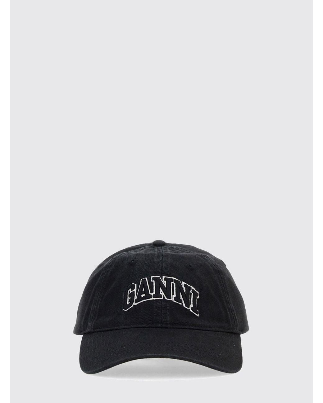 Ganni Black Organic Cotton Baseball Cap With Embroidered Logo