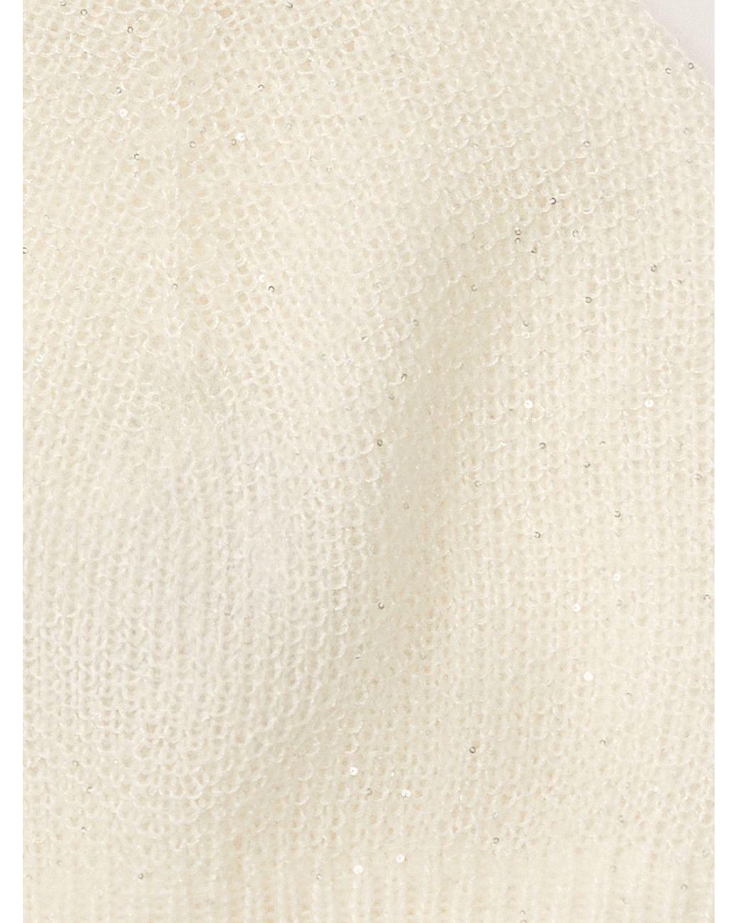 Fabiana Filippi Natural Wool Blend Beanie Hat With Sequins