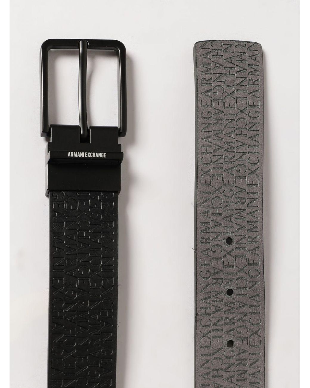 ARMANI EXCHANGE Blue Reversible Classic Belt With All-Over Logo for men