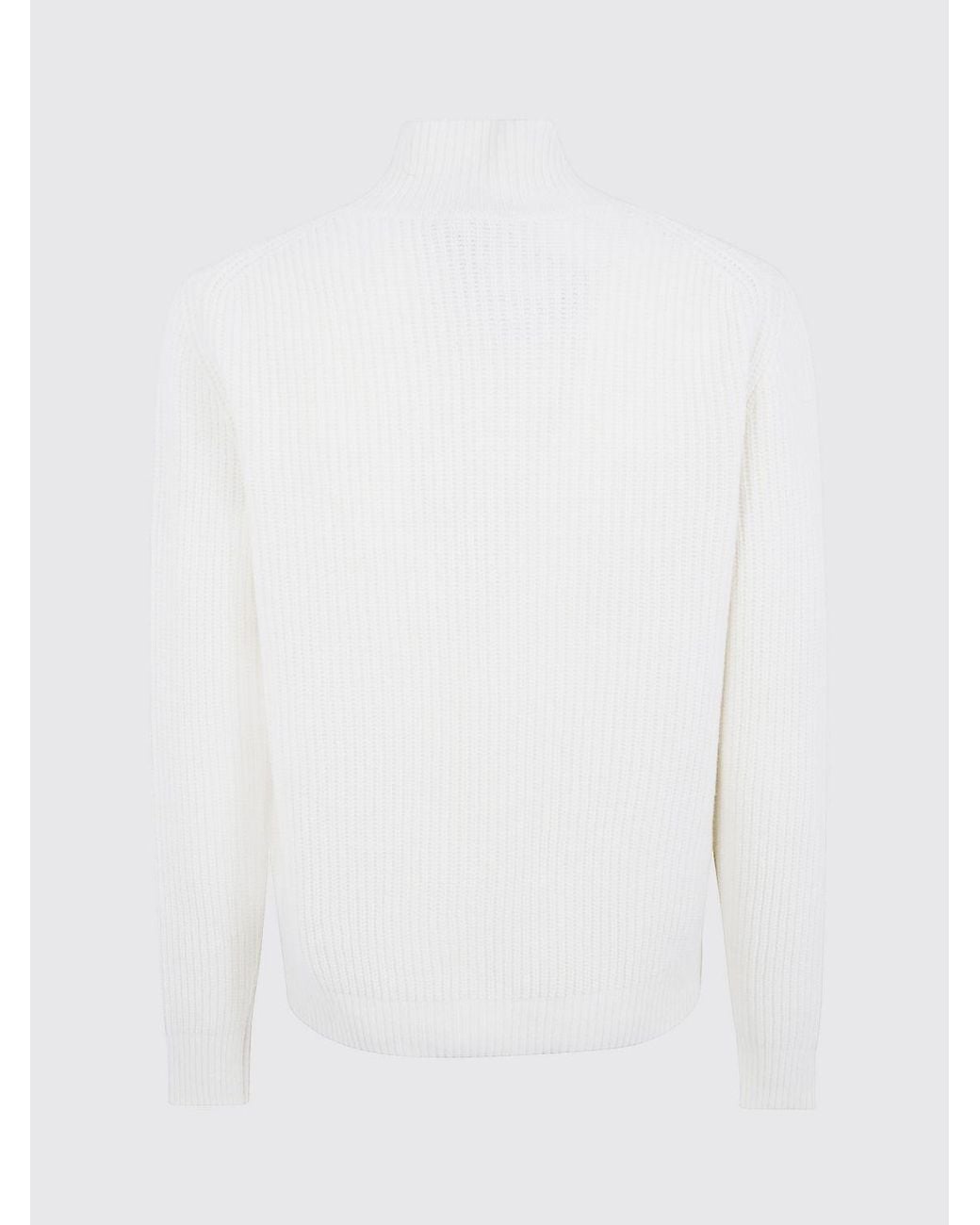 Cruna White V-Neck Pure Wool Jumper With Long Sleeves And Ribbed Edges for men