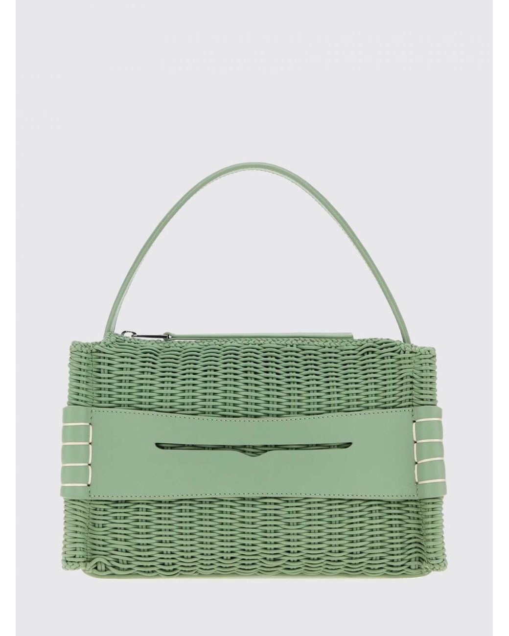 J.W. Anderson Green Medium Loafer Woven Leather Handbag With Embossed Logo