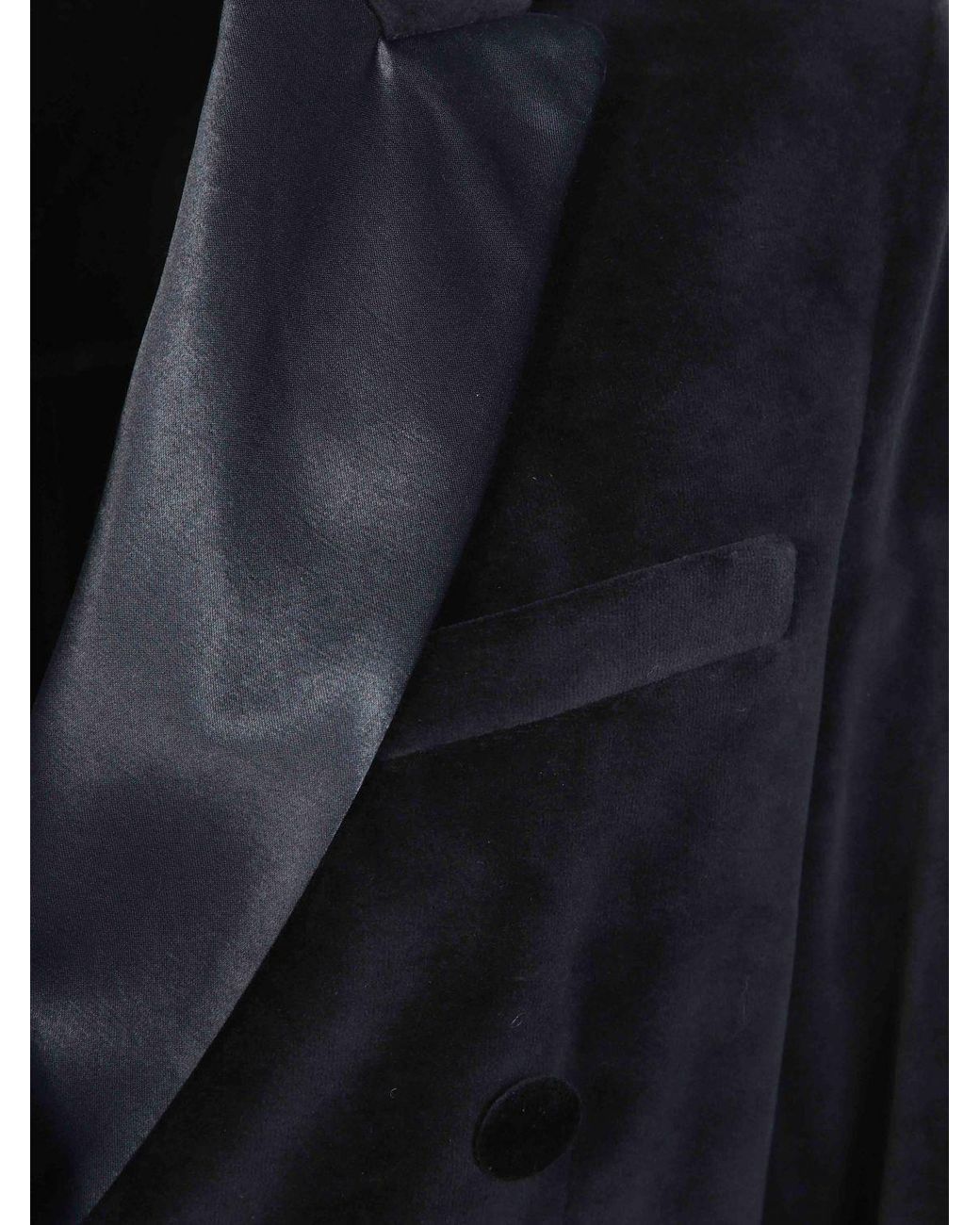 Circolo 1901 Black Double-Breasted Velvet Blazer With Covered Buttons